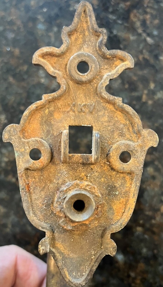 Antique Door Pull Brass Art Deco Victorian Marked XKV