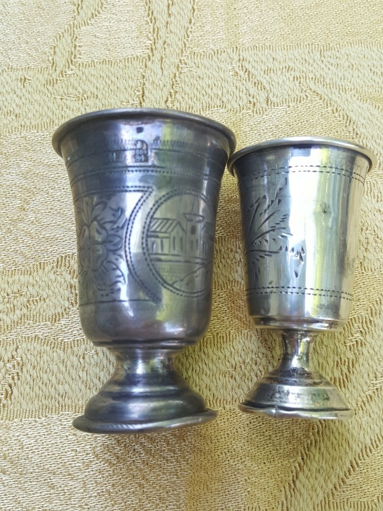 Russian antique 2 silver goblets.