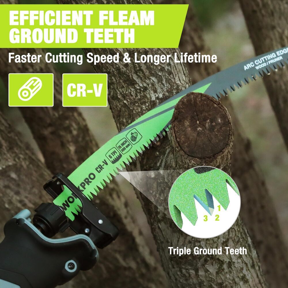 WORKPRO 5PCS 15" Wood Pruning Reciprocating Saw Blades Set Arc Cutting Edge 6TPI