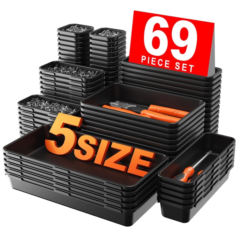 Black Desk Drawer Organizer Tray Set