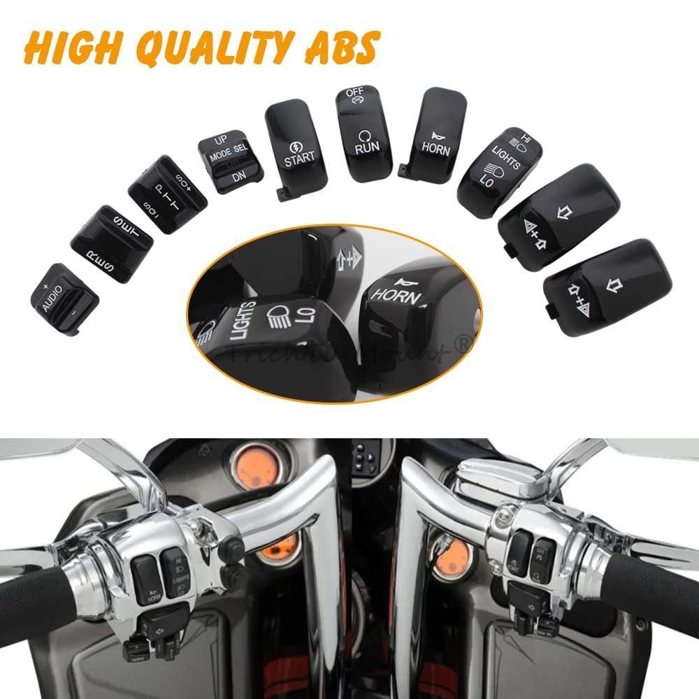 Black Hand Control Switch Button Caps For Harley Electra Glide FLHTCU 1996-2013