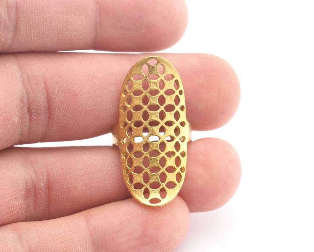 Statement Adjustable Ring Mesh Raw Brass (16mm 5.5US inner size) 3222