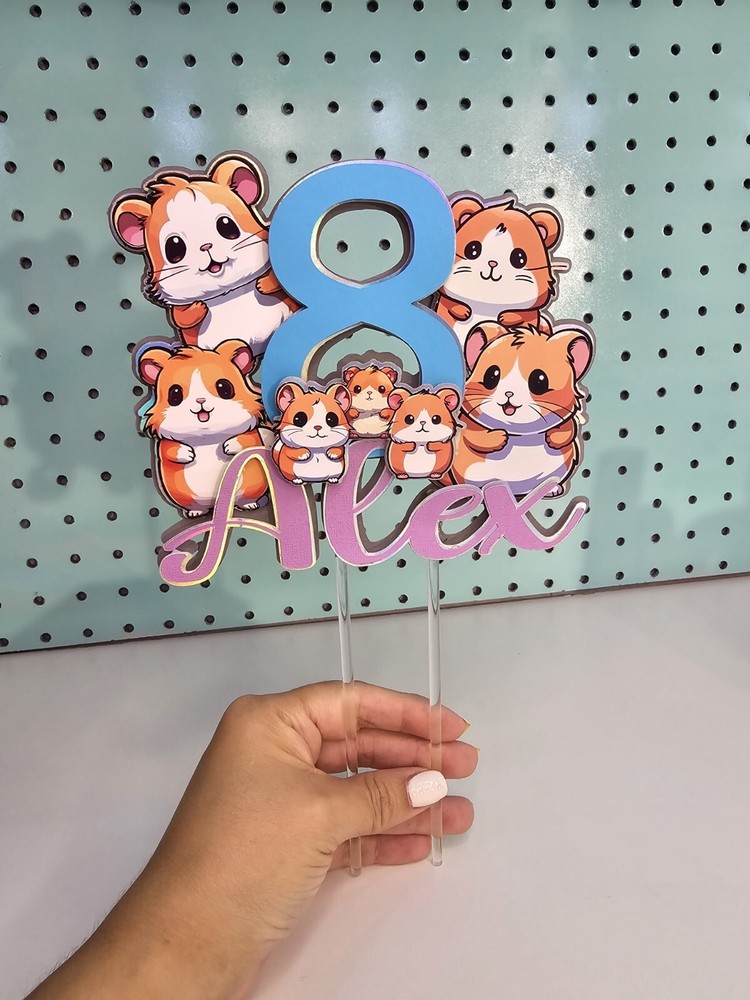 Personalized Cake Topper Hamster Theme
