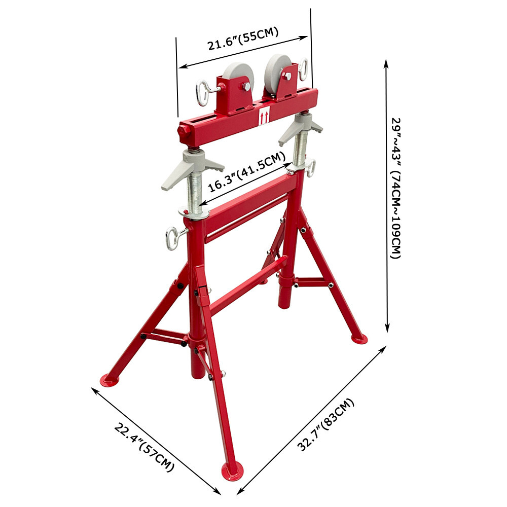 Tube Pipe Roller Support Welding Positioner Height Adjustable 29"-43"