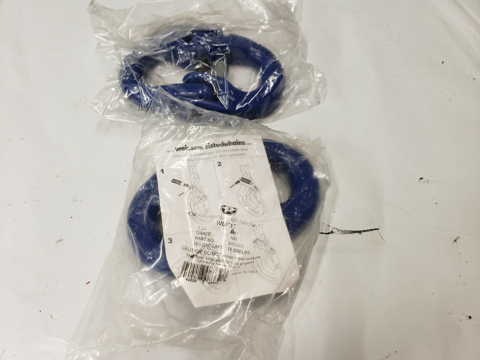 2-PC Peerless 8453300 Grade-100 1/2" V10 Mech Coupling Link 15K WLL. MADE ITALY