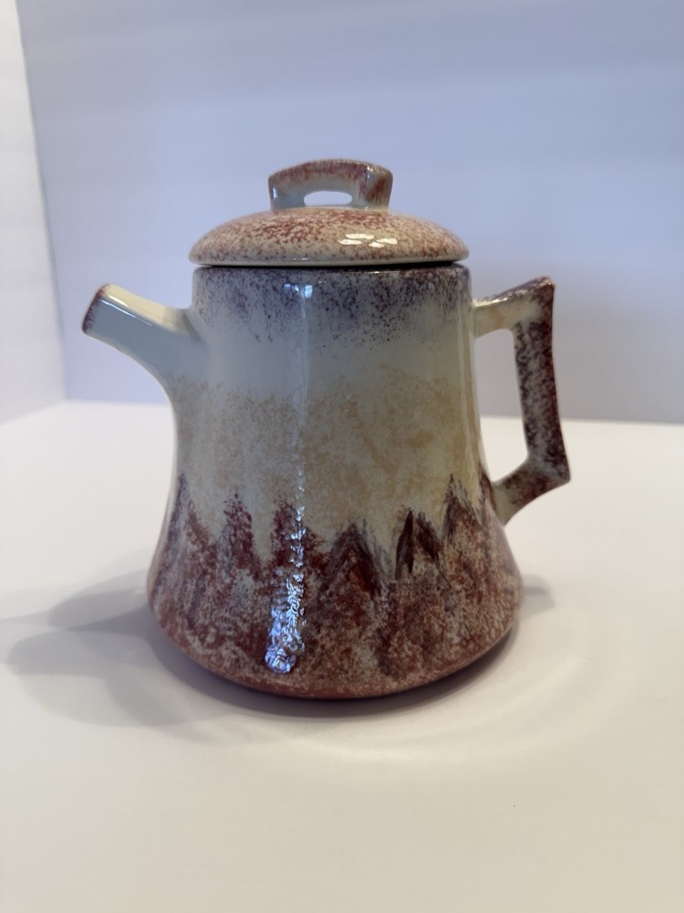 vintage ceramic teapot — rich drip Glaze