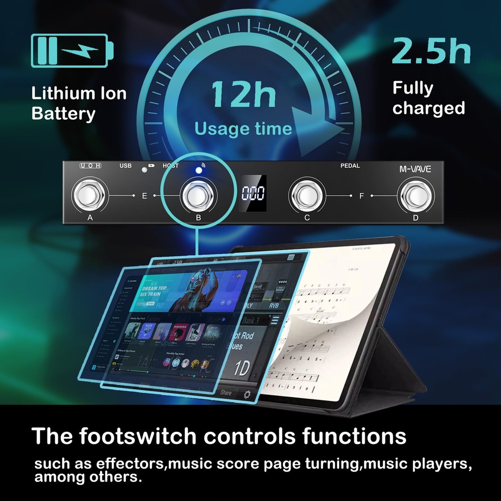 Chocolate Plus Wireless MIDI Foot Controller 4 Buttons BT Rechargeable, APP C...