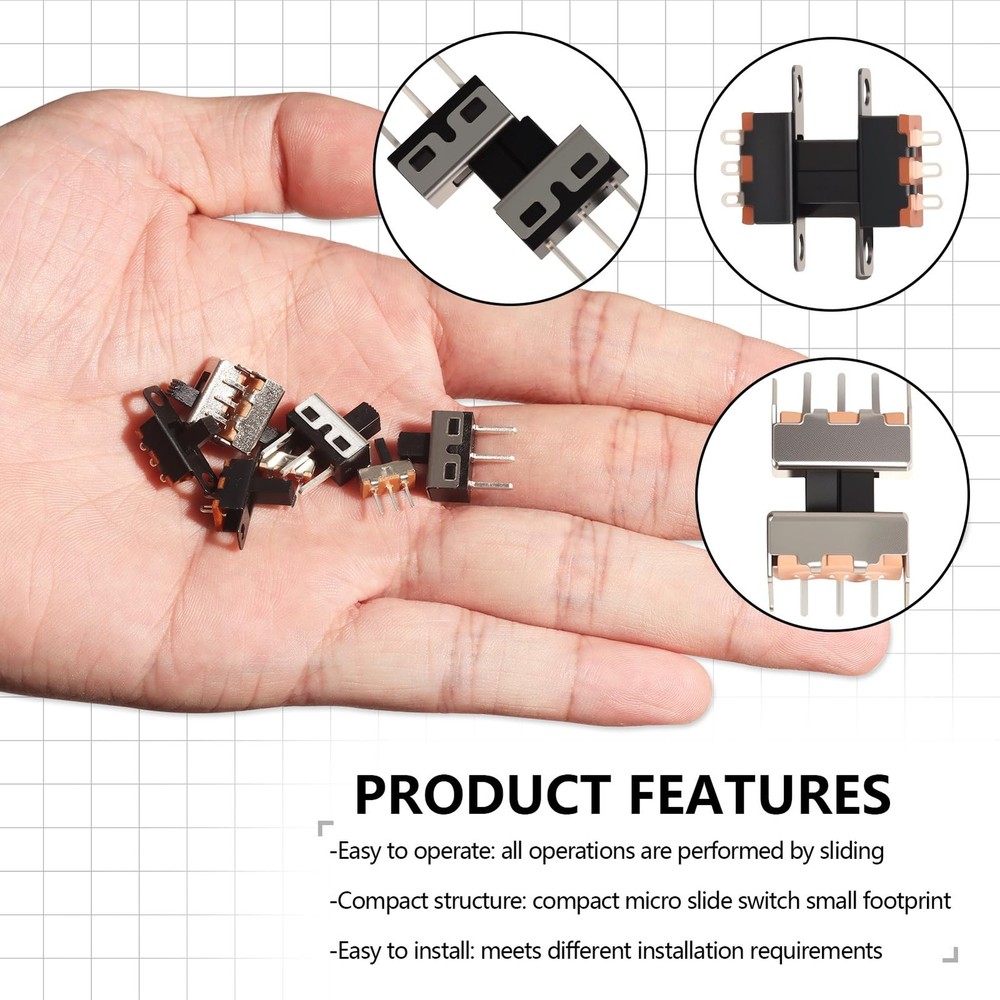 VEXUNGA Slide Switch Set Mini Micro Switches SPDT 1p2t Small Toggle...