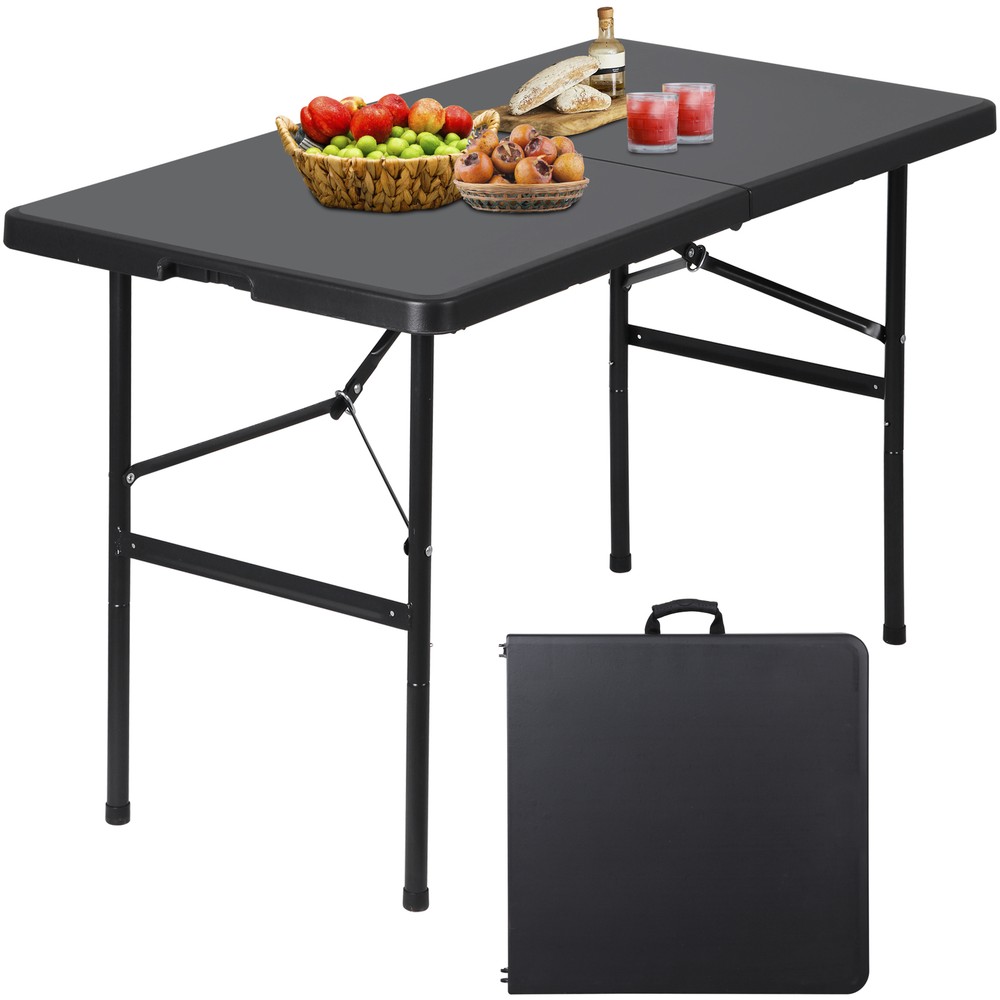 Folding Table 4FT Plastic Fold-in-Half Utility Dining Table for Camping Picnic