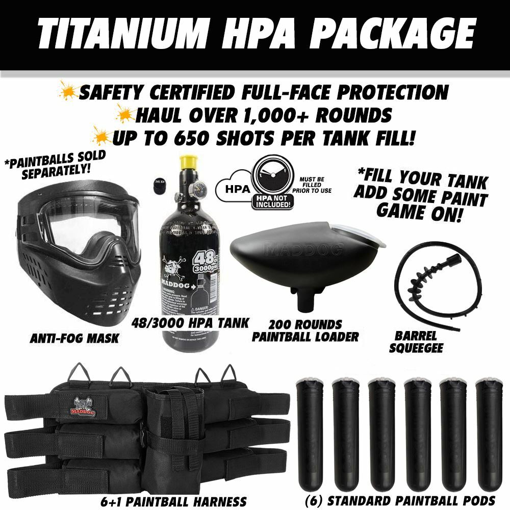 Maddog Tippmann 98 Custom BASIC Titanium HPA Paintball Gun Starter Package