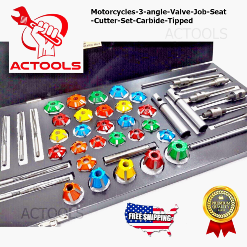 New Valve Job Seat Cutter Set Carbide Tipped for Motorcycles 3 angle USA ACTOOLS
