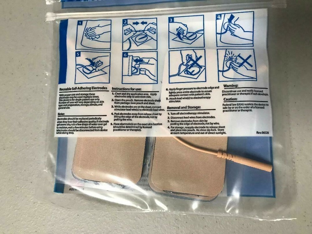Rectangle Blue Gel Sensitive Skin Electrodes - 4/pack