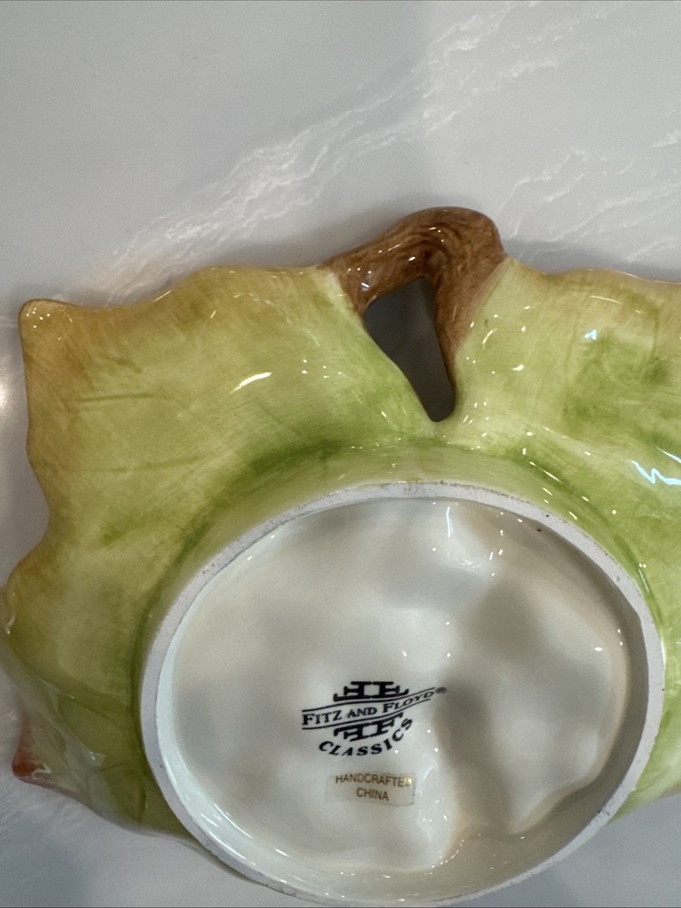 Fitz & Floyd Grapes Leaf Embossed Nut Candy Trinket Dish NOB