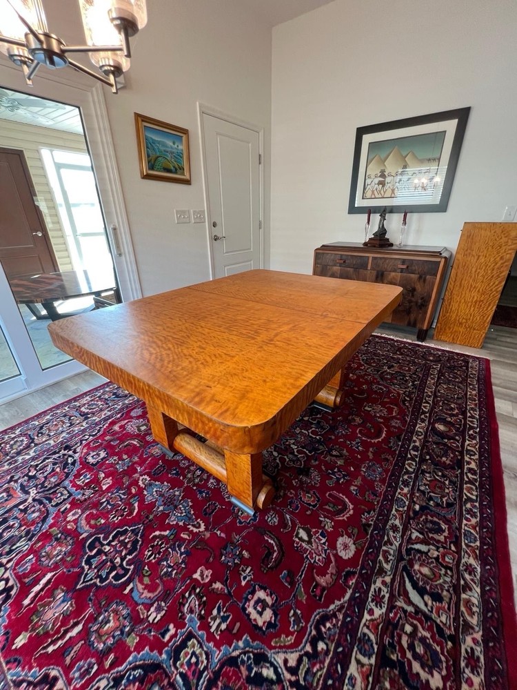 Art Deco Dining Table, Flamed Oak, High Quality