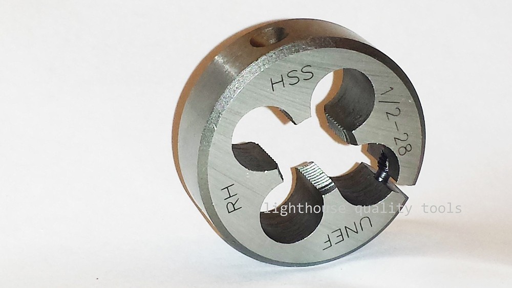 Lighthouse quality tools - 1/2-28 RH HSS Adjustable Round Threading Die