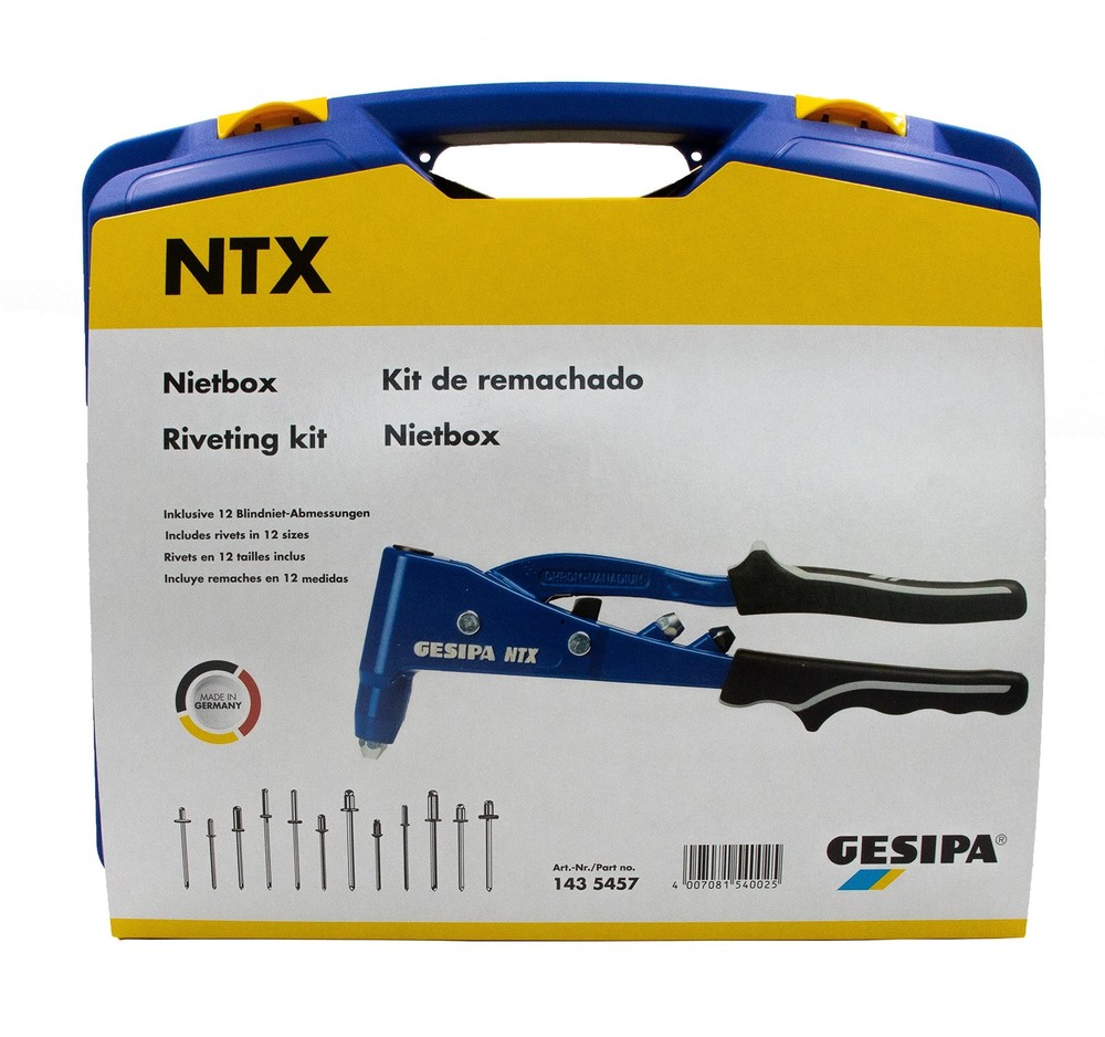 | Large Blind Riveter Set NTX | With 12 Common Rivet Dimensions in Practical...