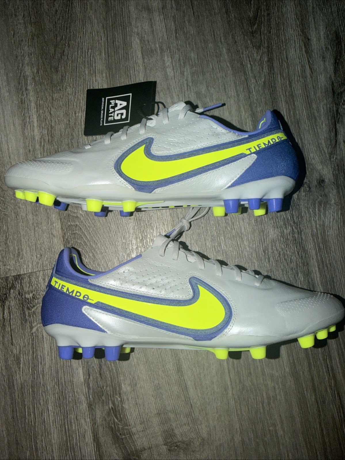 Nike Tiempo Legend 9 Elite AG DB0824-076 Gray Blue Soccer Cleats Mens Size 11