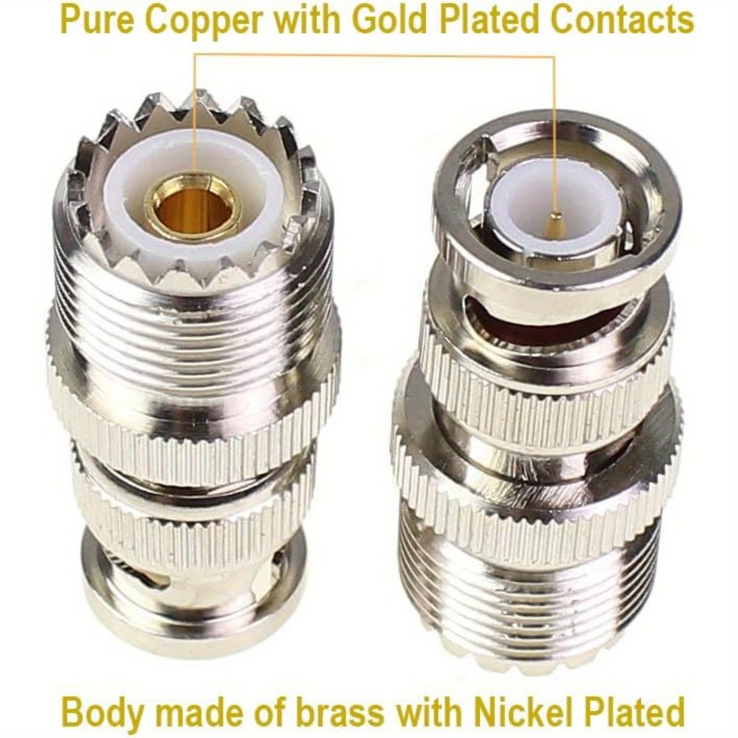 2 Pcs BNC Male to UHF Female PL259 Female to BNC Male SO-239 RF Coaxial Adapter