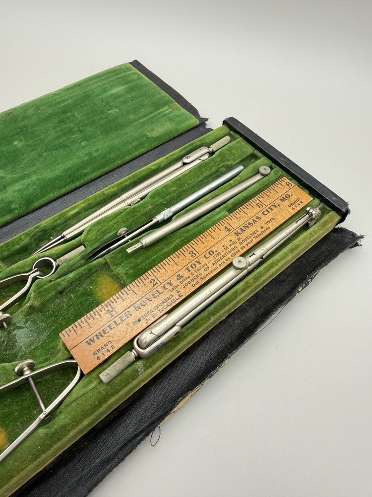 K+E Early Drafting Compass Set In Original Box Made In Germany Keuffel & Esser