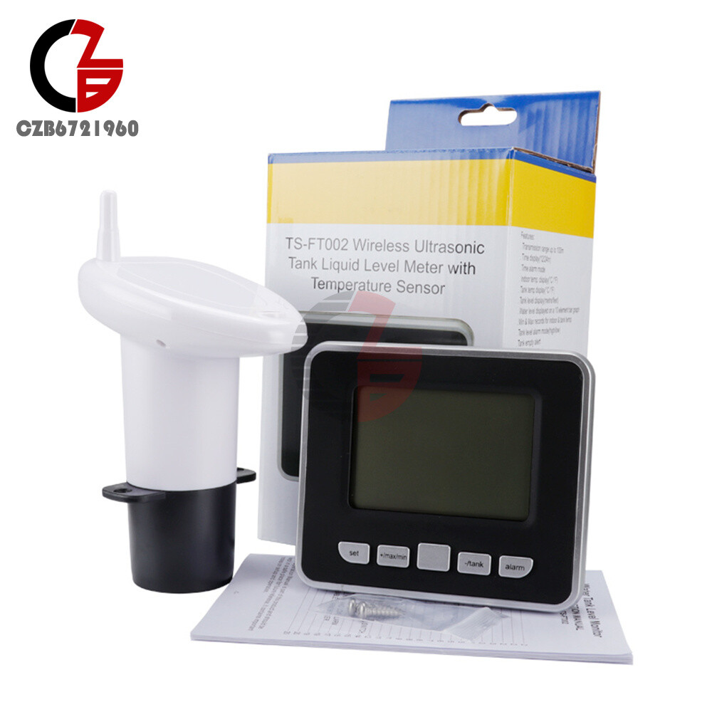 FT002 Ultrasonic Water Tank Liquid Level Meter + Temperature Sensor Time Display