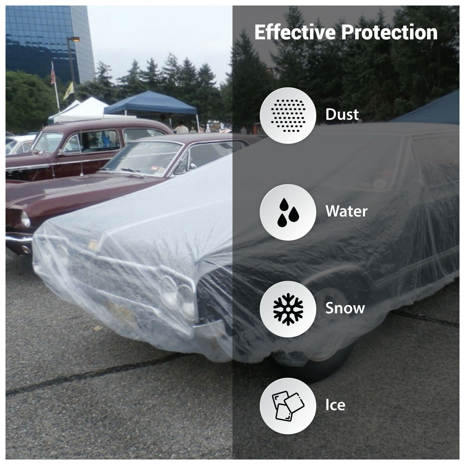 5 PACK Clear Plastic Disposable Car Cover Temporary Universal Rain Dust Garage