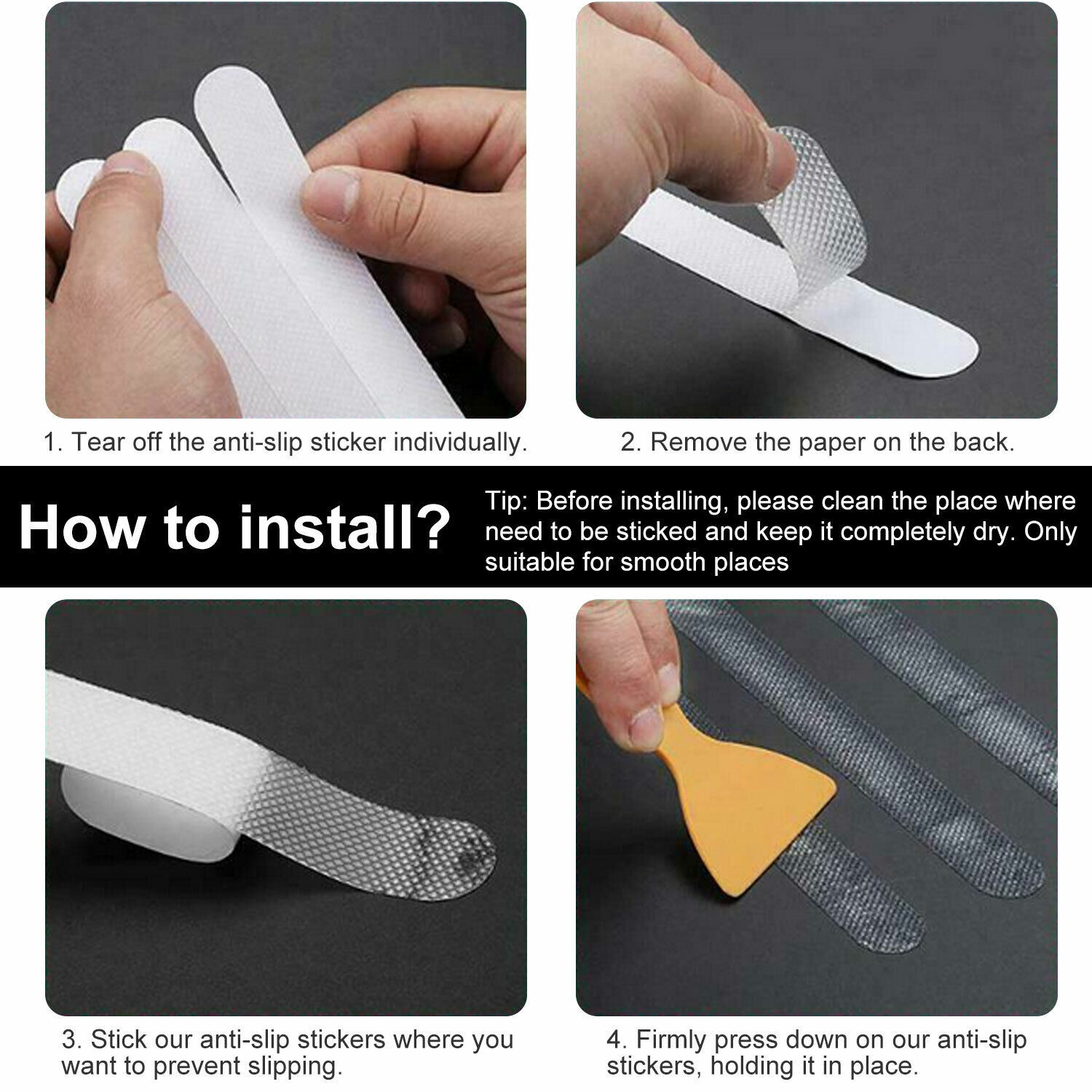 Bath Tub Shower Stickers Anti Slip Grip Strips Home Non-Slip Safety Floor Treads