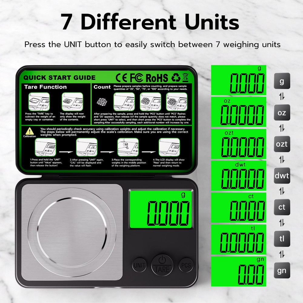 Digital Milligram Scale 50G X 0.001G, Mini Precision Scale Tare Weight Function