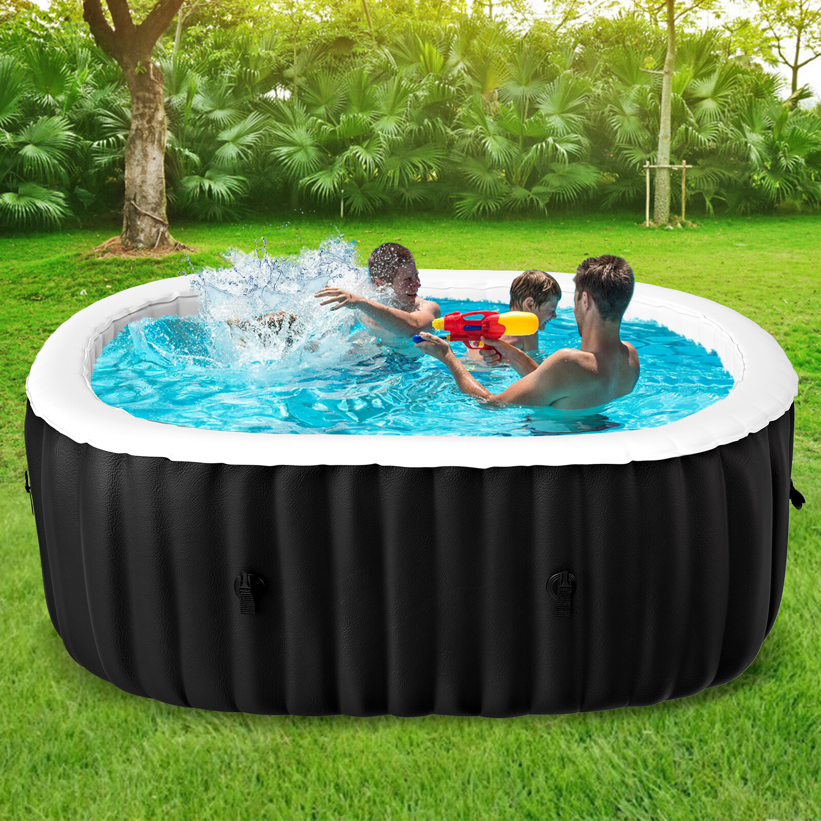 NAIZEA 240 Gallon Inflatable Hot Tub 6 Person Control Panel With 130 Bubble Jets