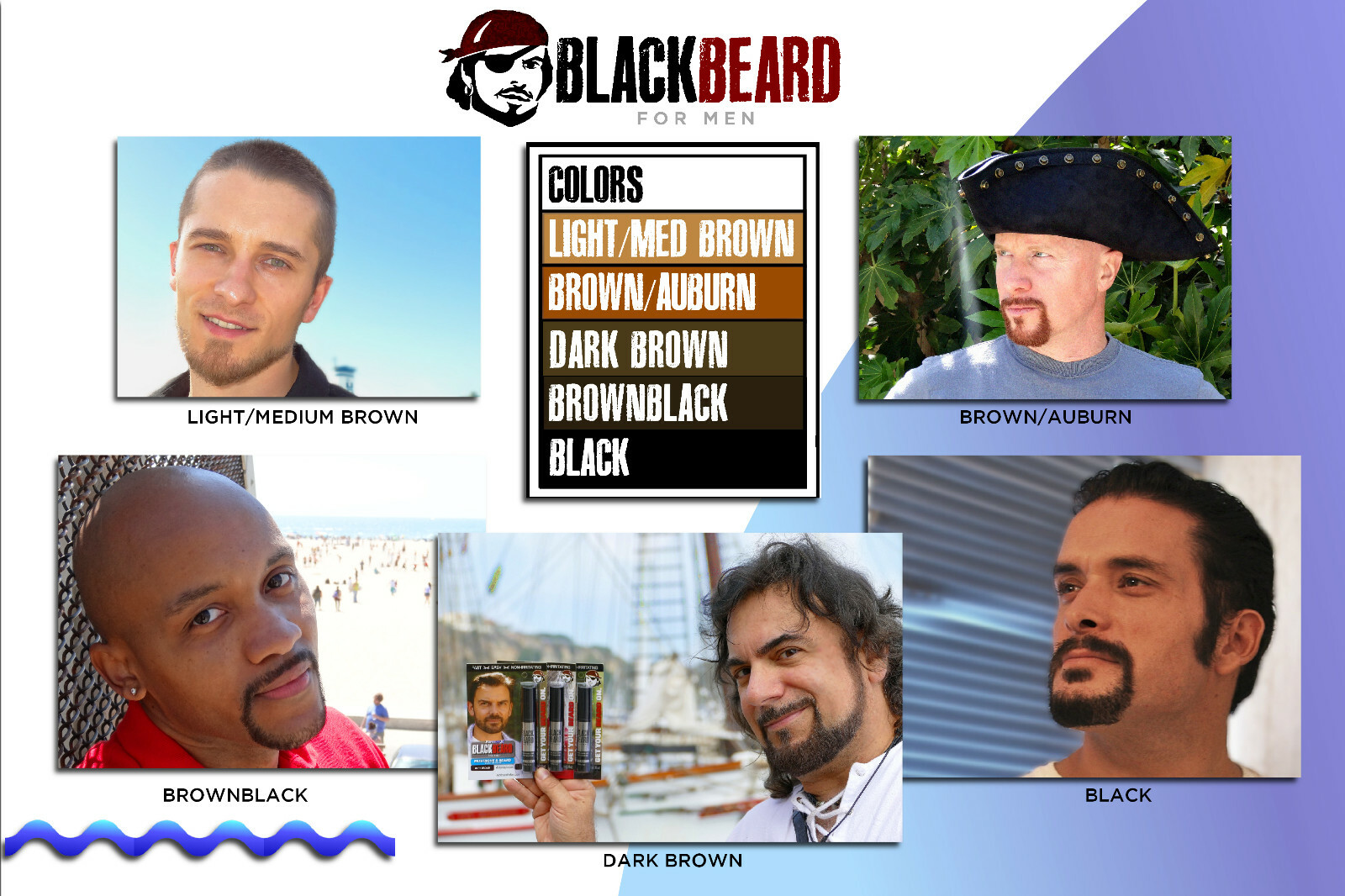 Blackbeard for Men Formula X Instant Brush-On, Hypoallergenic Beard Color, 6-pc