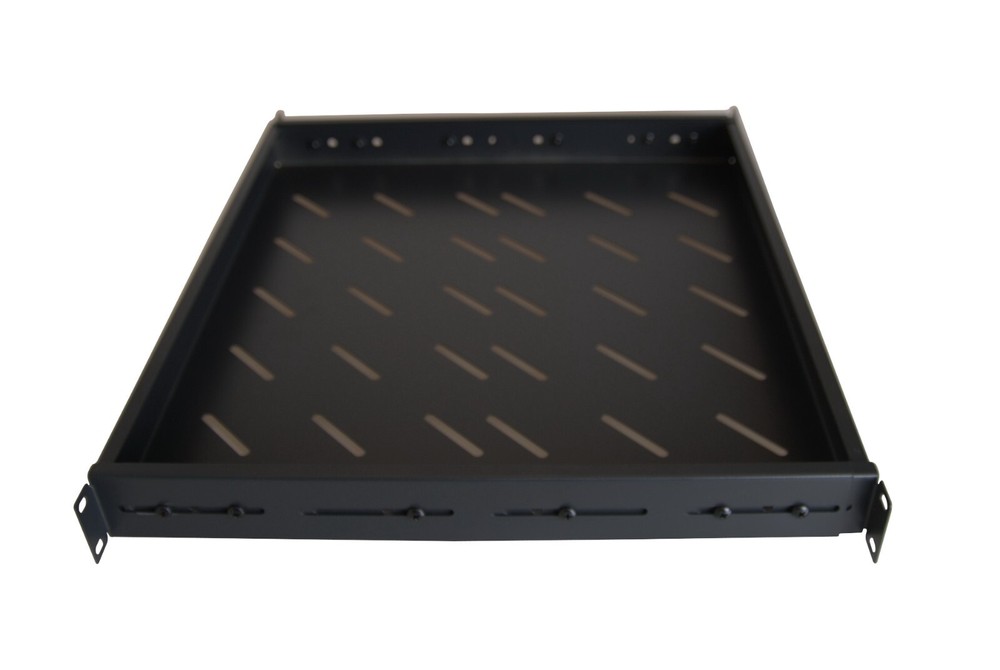 Fixed Server Rack Shelf 1U 19" 4 Post Mount Adjustable 16"-37" Extension Vented