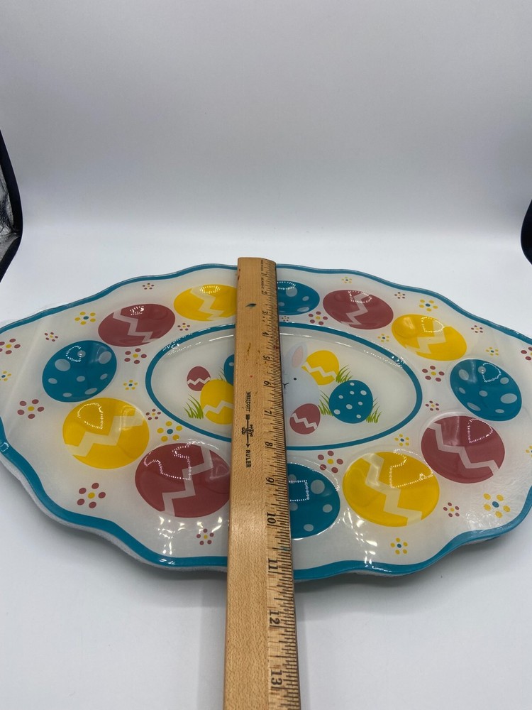 Temptations Glass Easter Egg Platter - New
