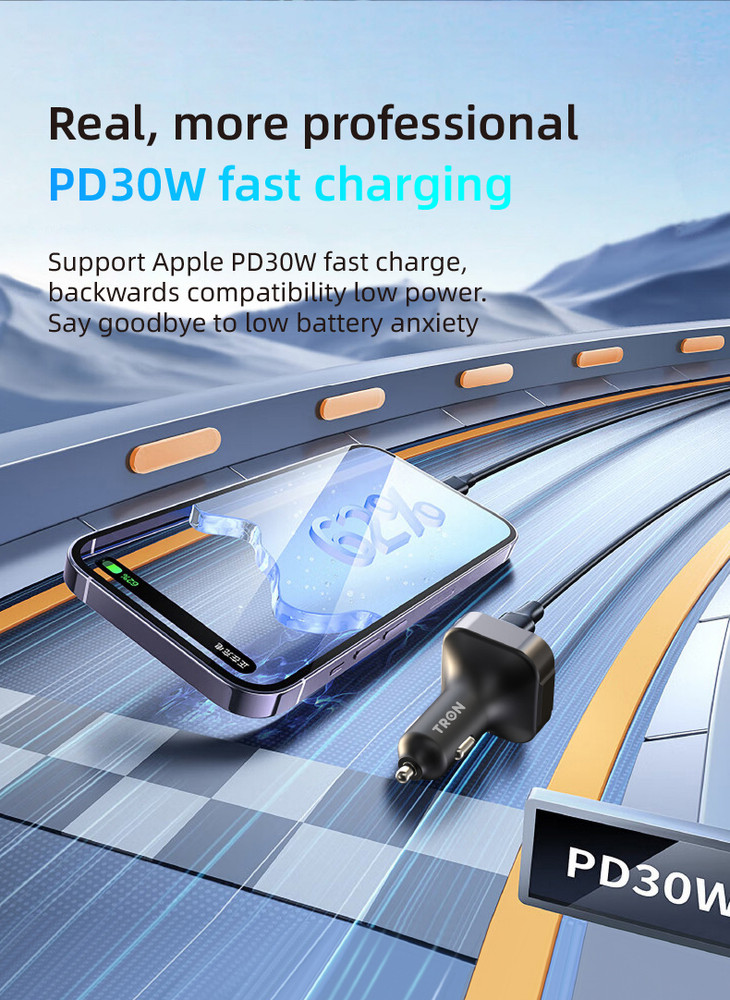 TRON 48W Bluetooth 5.3 FM Transmitter Car Adapter (PD30W & QC18W)with Mic ,MP3