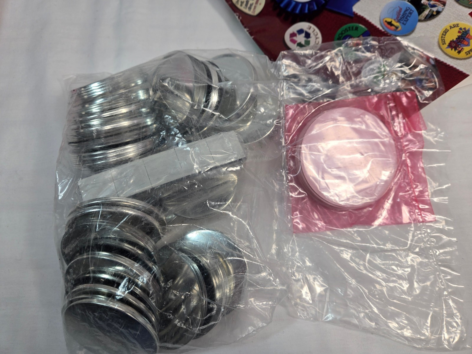 Vtg Badge-A-Minit 50 Magnetic back & 25 mirror-back Badge parts plus-NIP