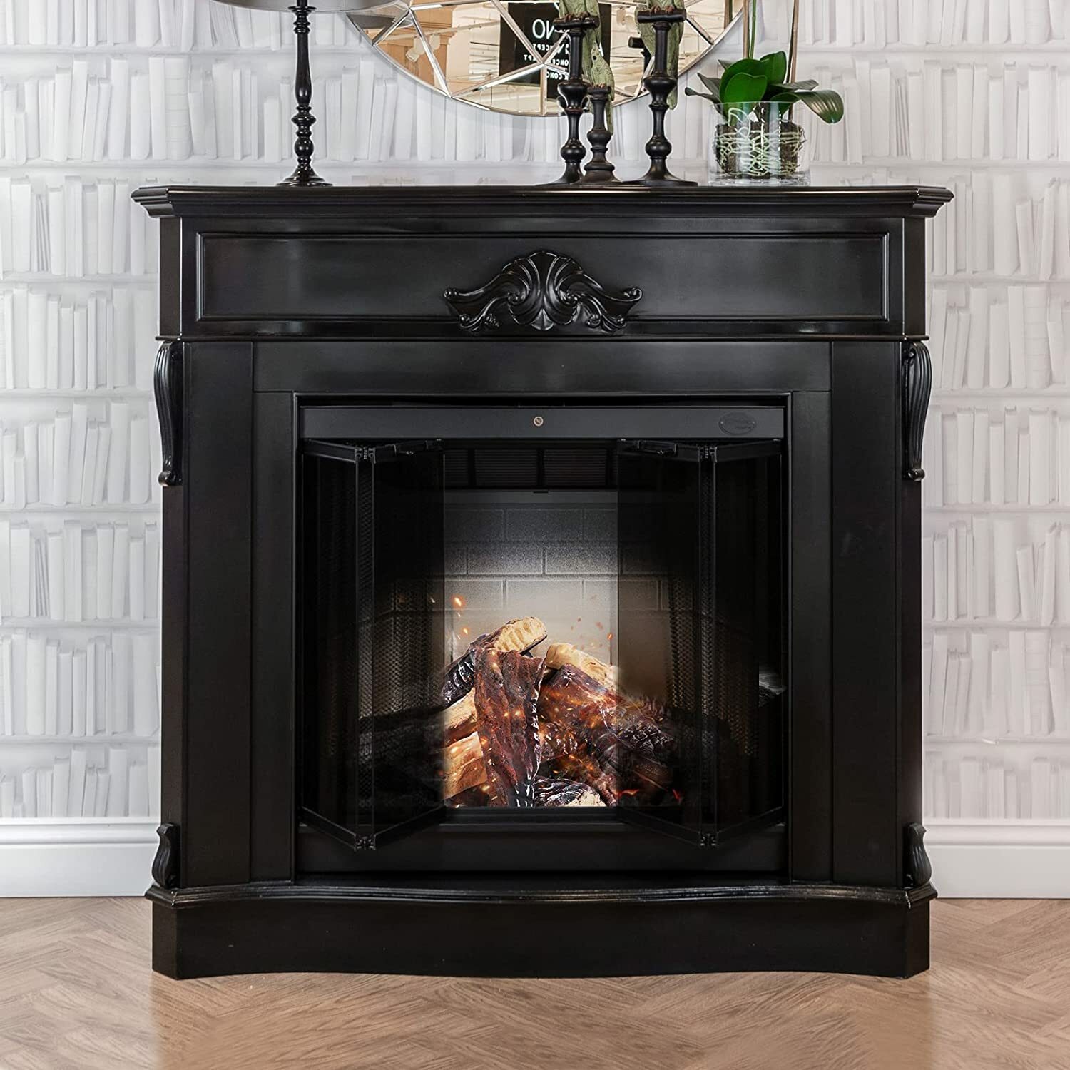 10 Piece Ceramic Wood Set For Gas Fireplace Fake Burning Logs Fire Place Decor