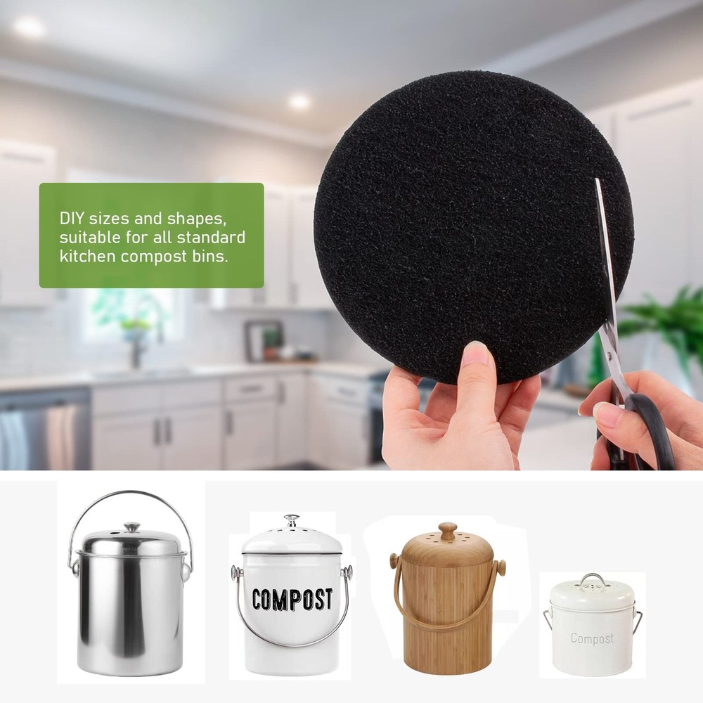 10 Pack Charcoal Filters for Kitchen Compost Bin, Compost Filters for Counter...