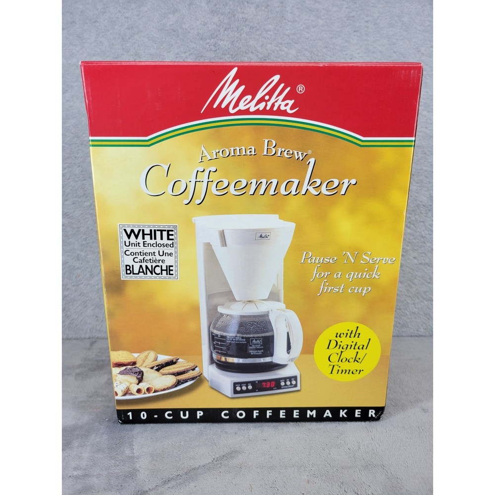 Melitta Aroma Brew 10 Cup Coffee Maker Programmable Digital Clock Timer White