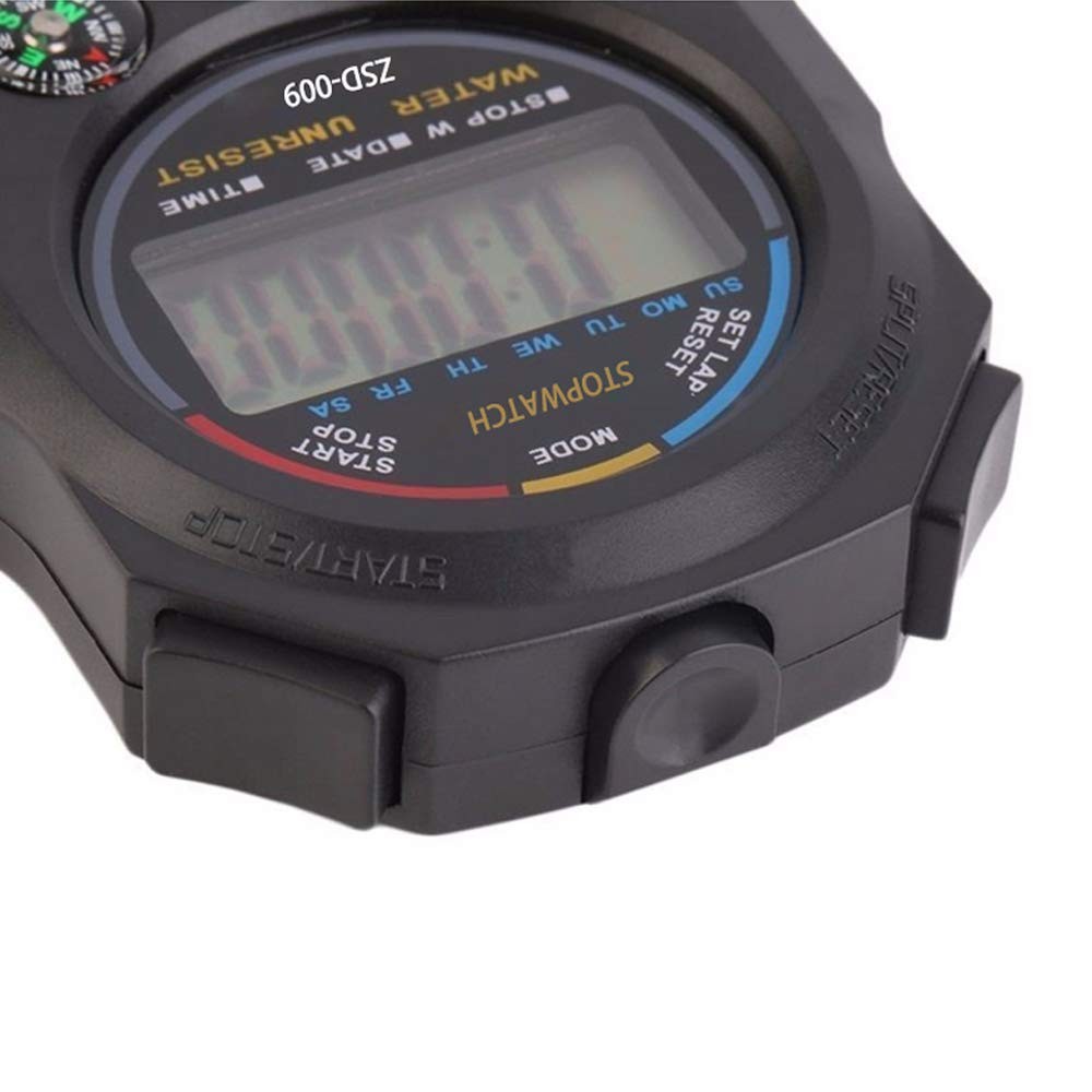 6 Pack Multi-Function Electronic Digital Sport Stopwatch Timer, Large Black