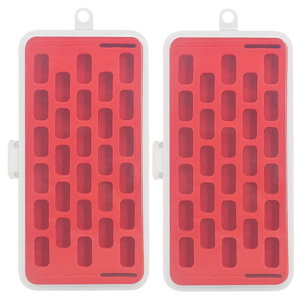 Set of 2 Plastic Bobbin Storage Boxes - Sewing Craft Plastic Case Storage (Red)