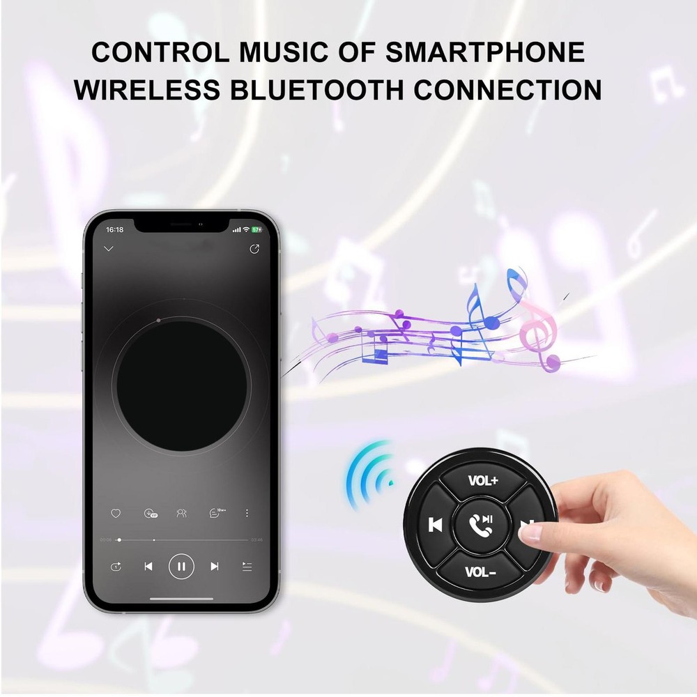 Bluetooth Wireless Media Button Car Steering Wheel Remote Control for Motorcycle