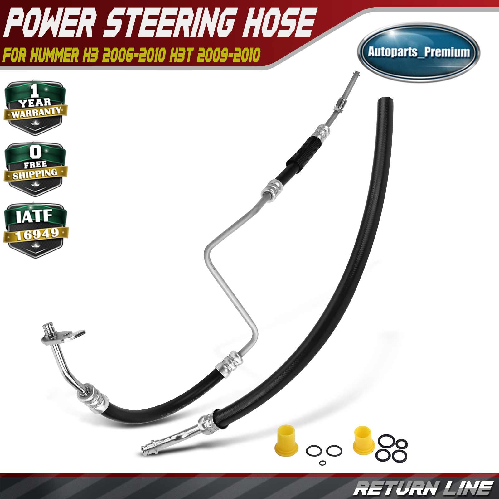 2x Power Steering Pressure & Return Line Hose Assy for Hummer H3 2006-2010 H3T