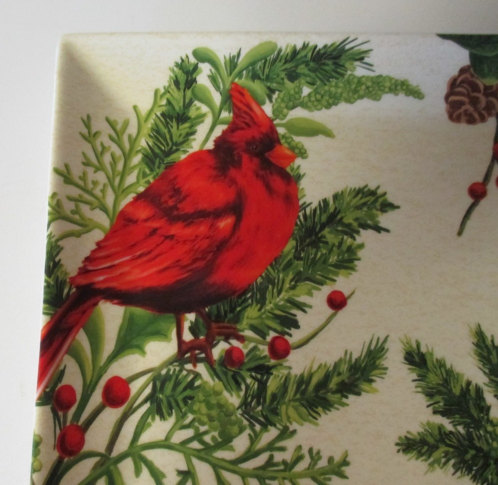 Noble Excellence CARDINAL Rectangular Holiday Platter Tray NIB