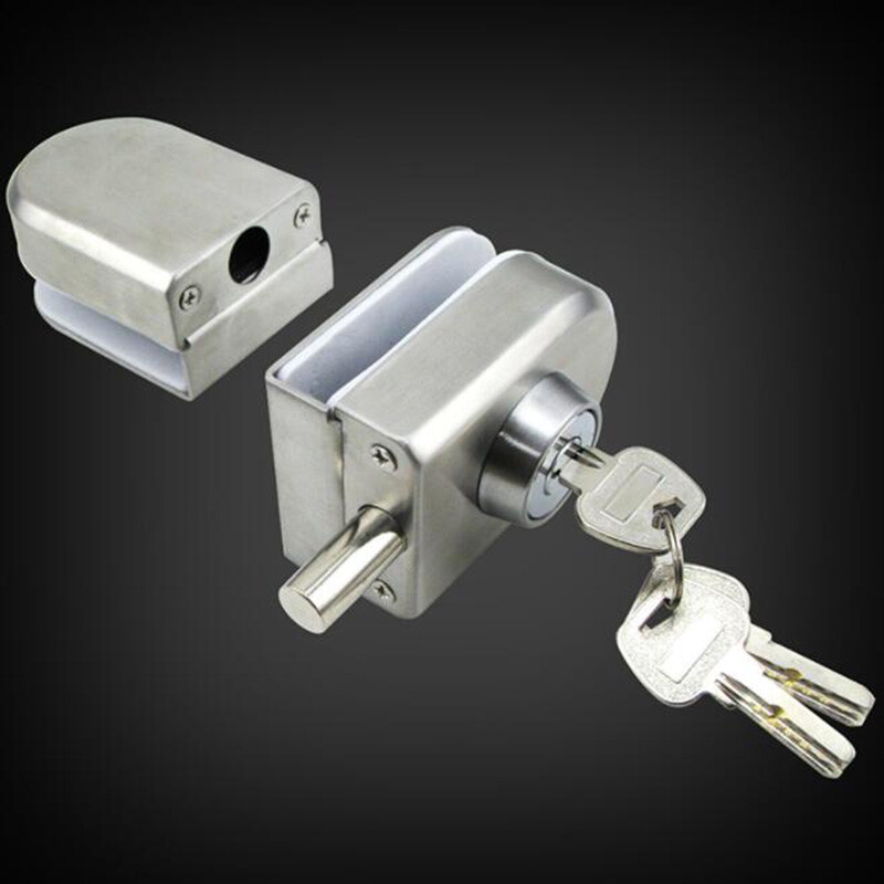Glass Door Lock Durable 304 Stainless Steel Latch Lock for Single Double Door