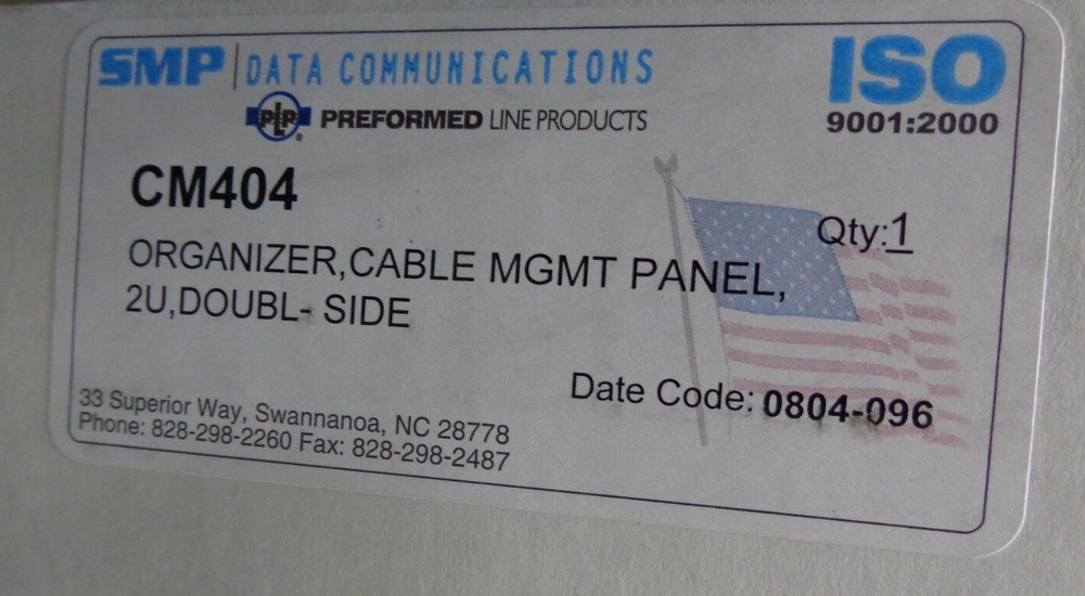 SMP/ ISO CM404 ORGANIZER CABLE MGMT PANEL 2U  DOUBL SIDE