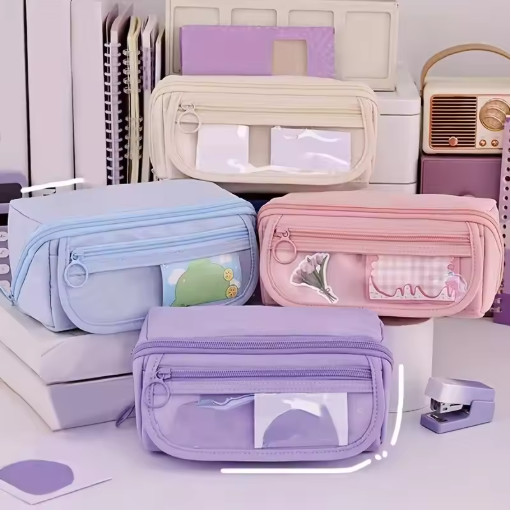 Large Capacity Pencil Case Organizer Multi Compartment School Office Storage