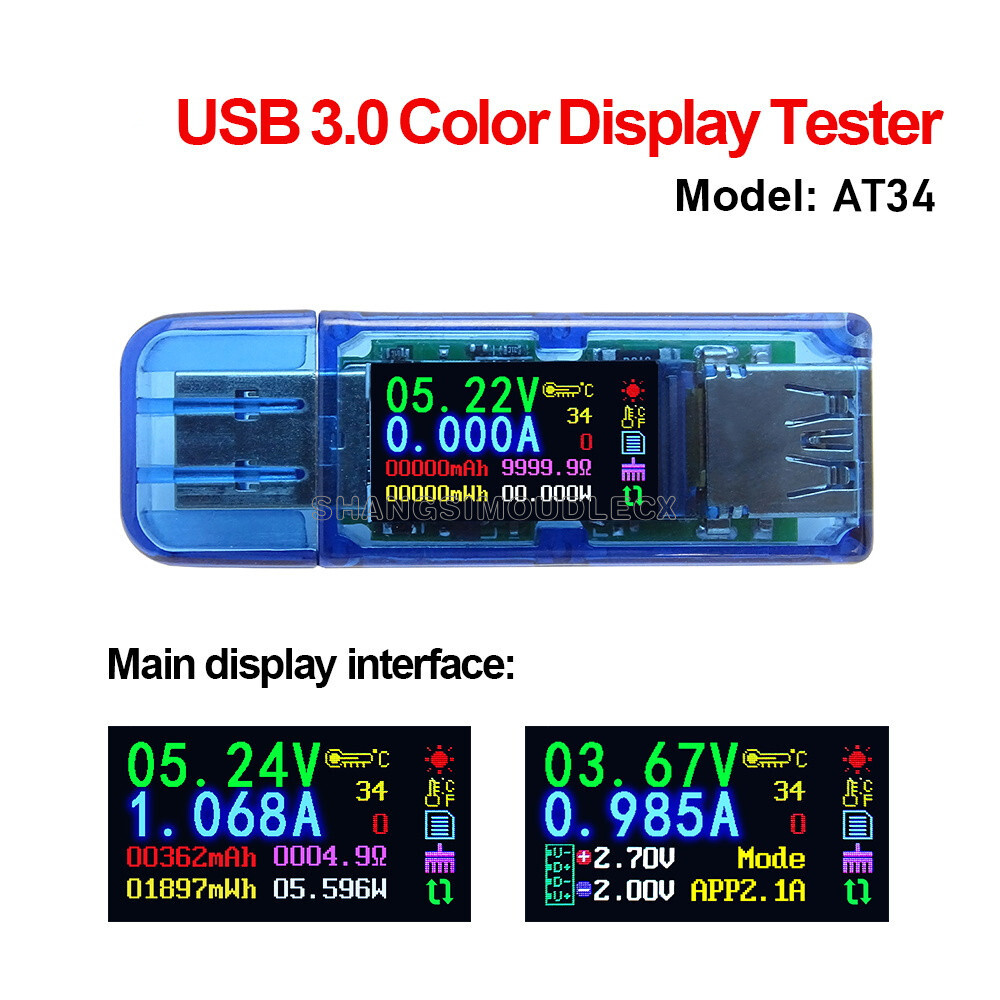 USB 3.0 LCD Voltmeter ammeter voltage current meter multimeter battery charge