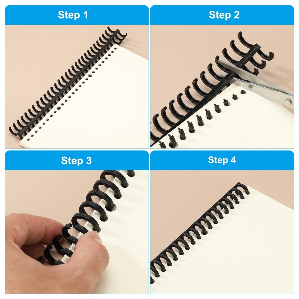 12mm1/2" Plastic Spiral Binding Coils 50 Pcs Set Binding Spirals 85 Sheet Cap...
