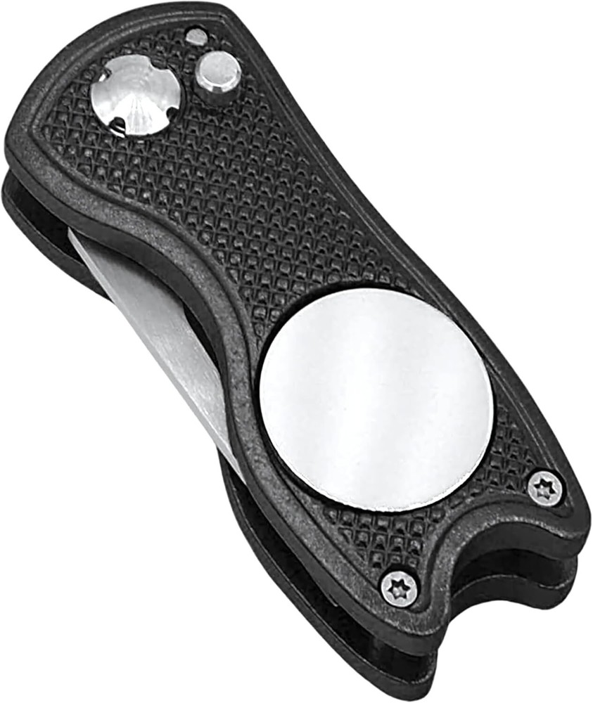 Folding Golf Divot Tool Multifunctional w/ Quick Release, Magnetic Ball Marker