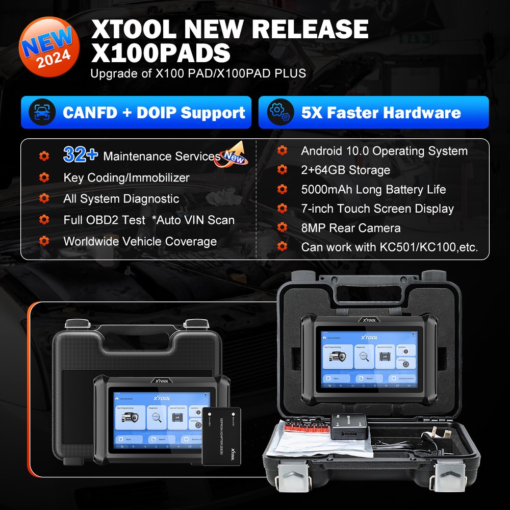 2024 XTOOL X100PADS Auto IMMO K~ey Program Full System Diagnostic Scanner+EEPROM