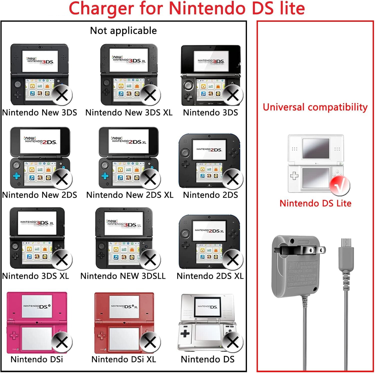 New AC Adapter Home Wall Charger Cable for Nintendo Ds Lite/ DSL/ NDS lite/ NDSL