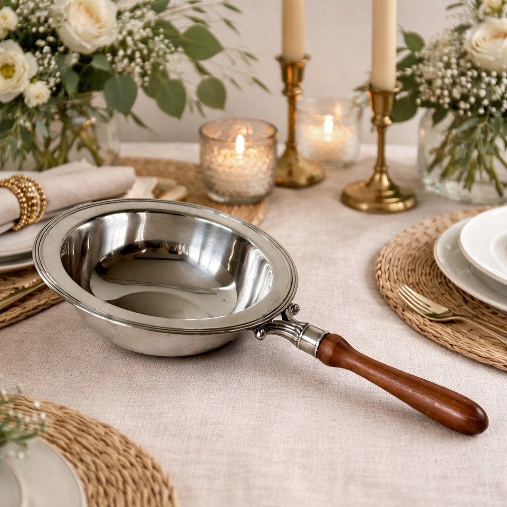 VTG FB Rogers Silver Plated Chafing Dish Pan Warming Server #1043 Wooden Handle